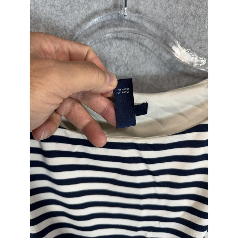 Chaps Dress Womens 6 Navy White Striped Sleeveless Stretch Sheath Classic Career